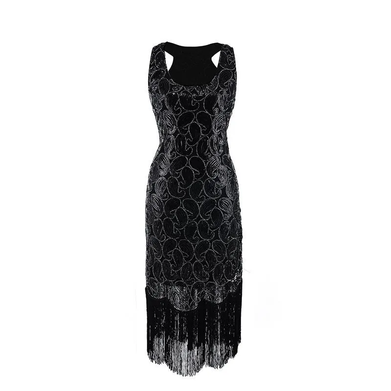 Sequined Paisley Pattern Classic 1920s Style Flapper Dress Great Gatsby Party|JaosWish