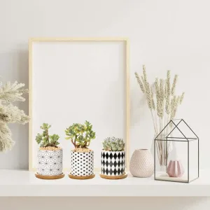 Set of 3 Black and White Geometric Print Planters