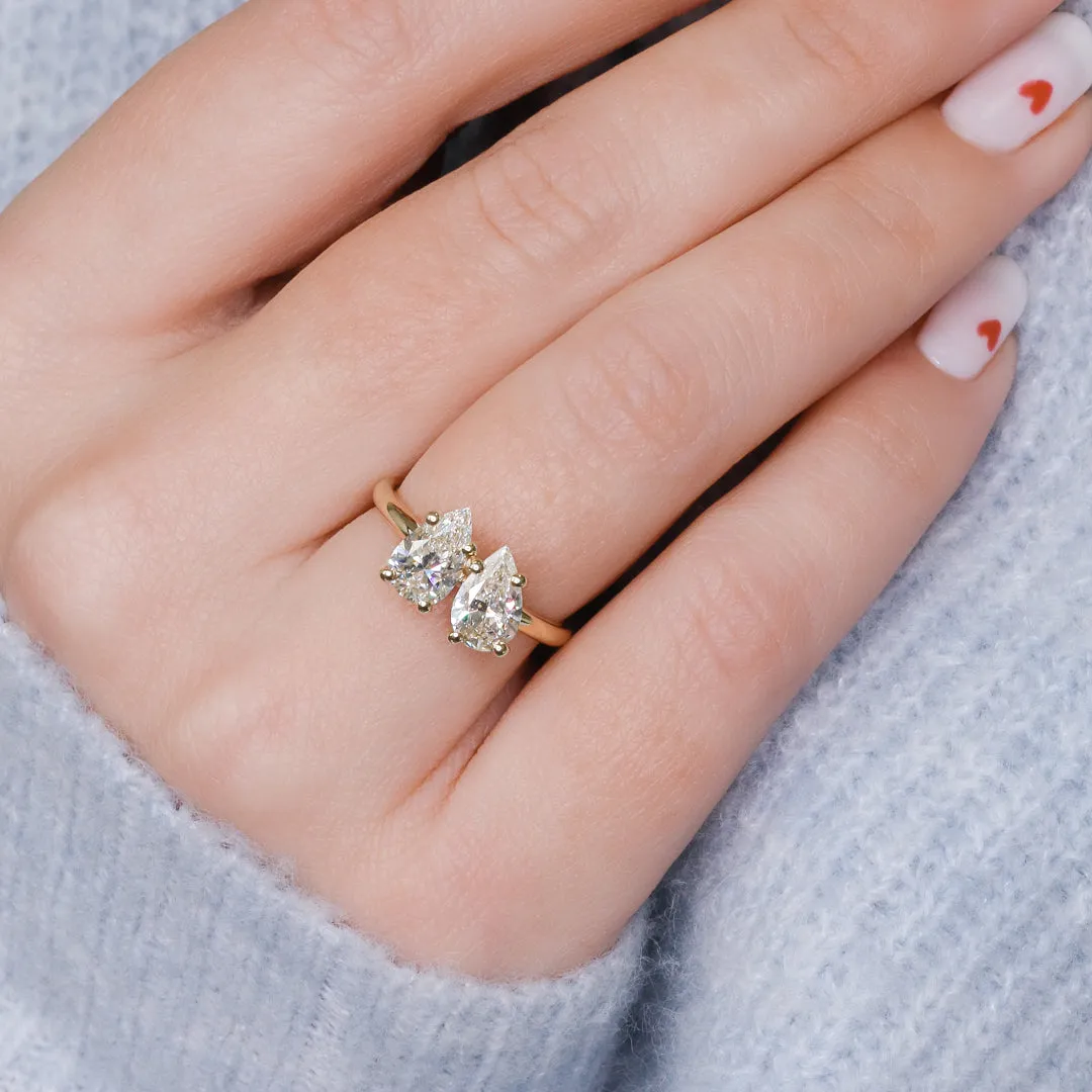 Shine On Plain Band Natural Pear  Diamond Engagement Ring