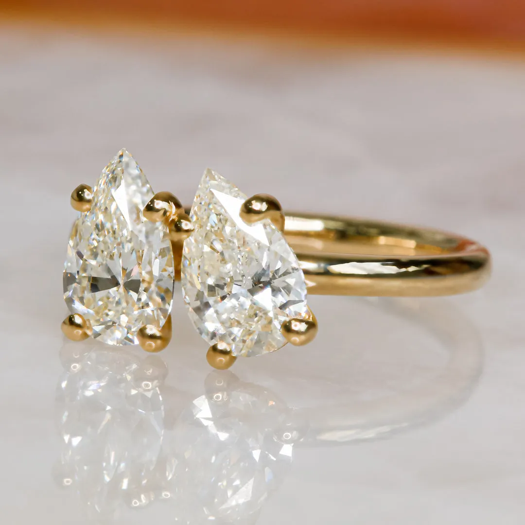 Shine On Plain Band Natural Pear  Diamond Engagement Ring