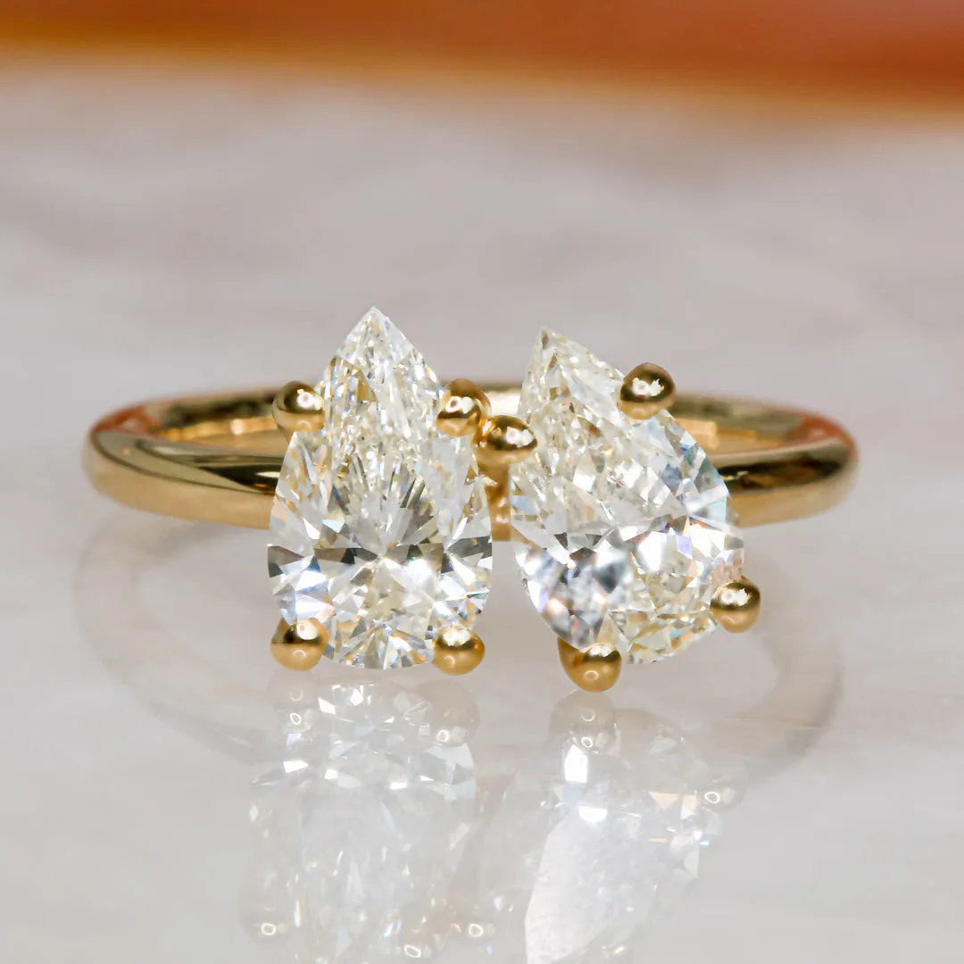 Shine On Plain Band Natural Pear  Diamond Engagement Ring