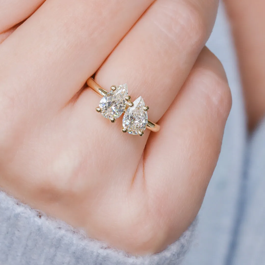 Shine On Plain Band Natural Pear  Diamond Engagement Ring