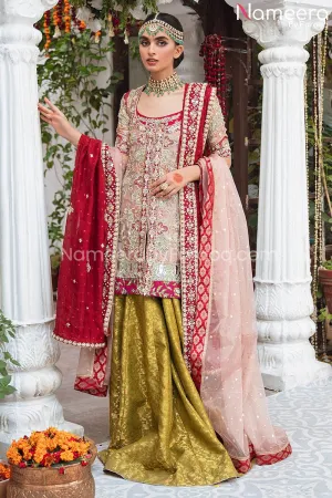 Short Shirt with Sharara Bridal Dress Pakistani #BS679