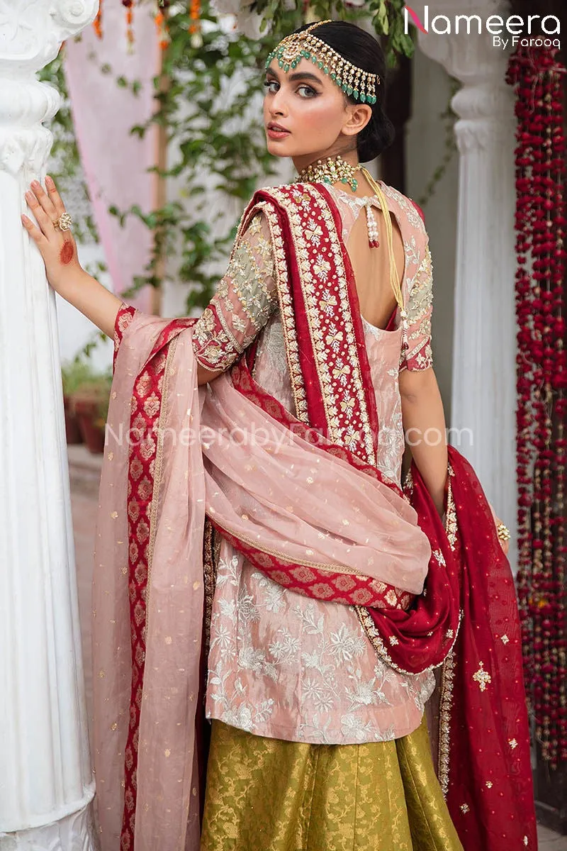 Short Shirt with Sharara Bridal Dress Pakistani #BS679