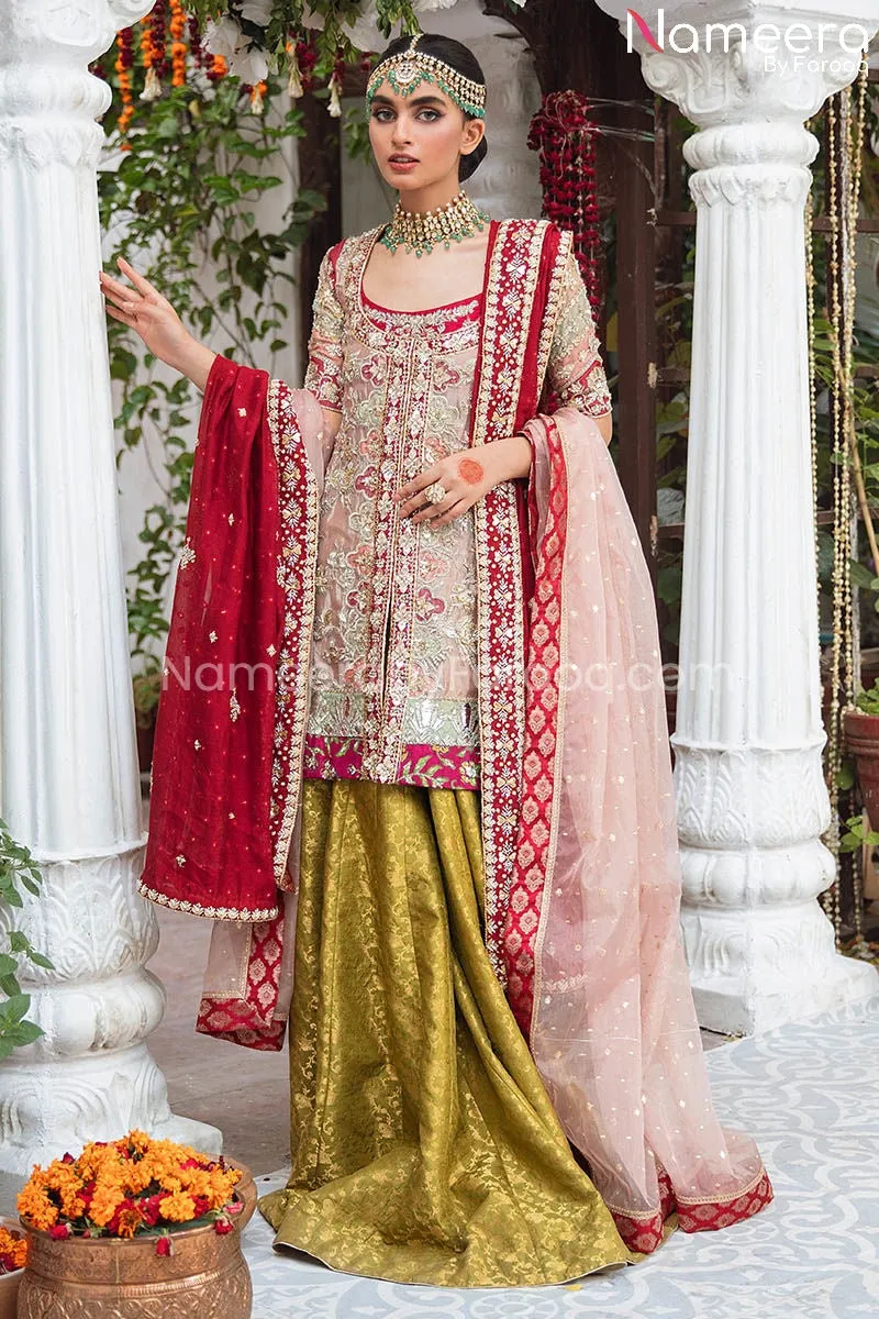 Short Shirt with Sharara Bridal Dress Pakistani #BS679