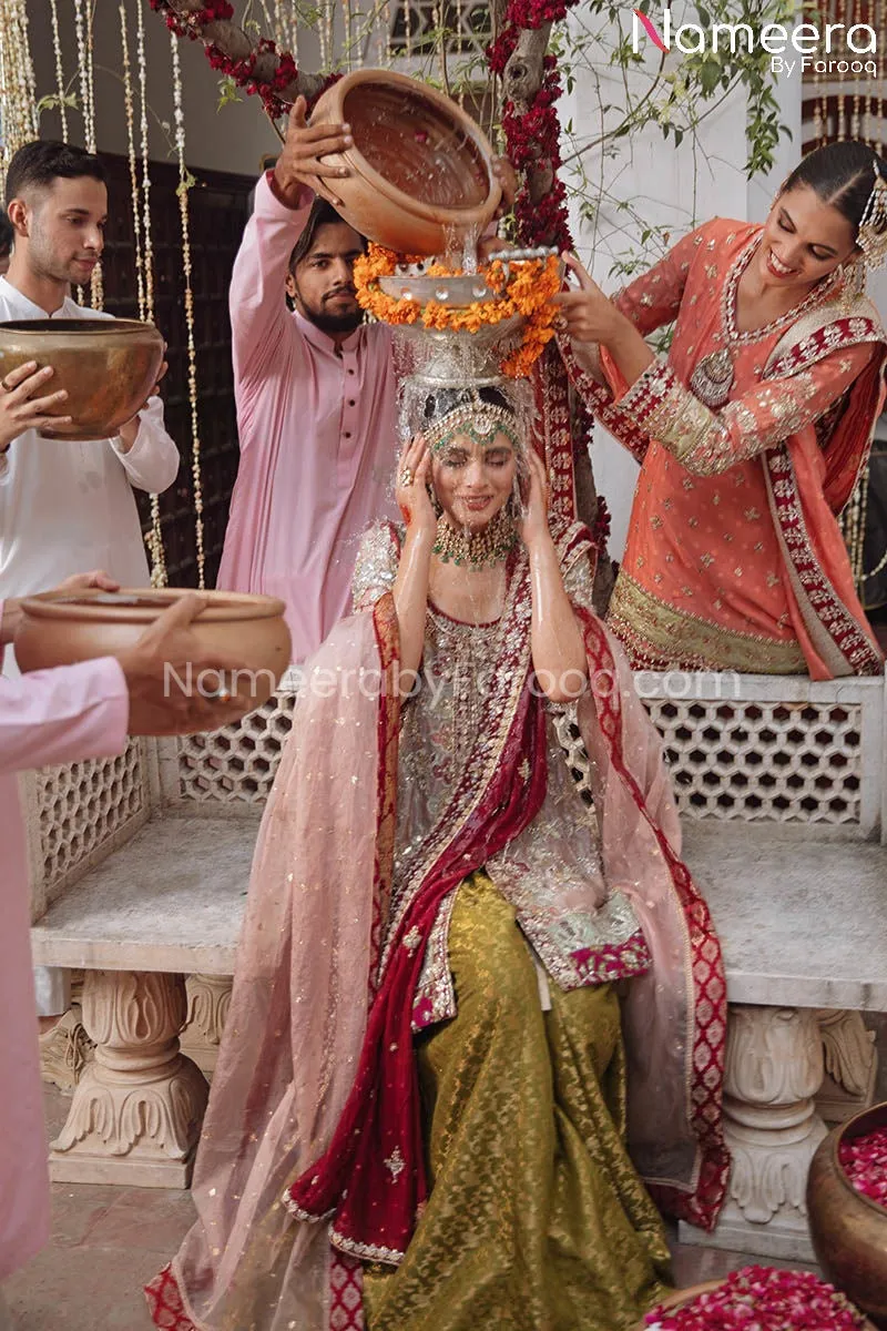 Short Shirt with Sharara Bridal Dress Pakistani #BS679