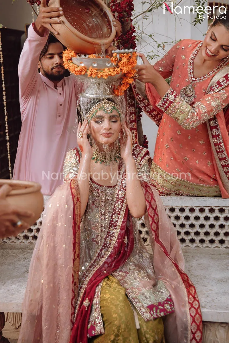 Short Shirt with Sharara Bridal Dress Pakistani #BS679
