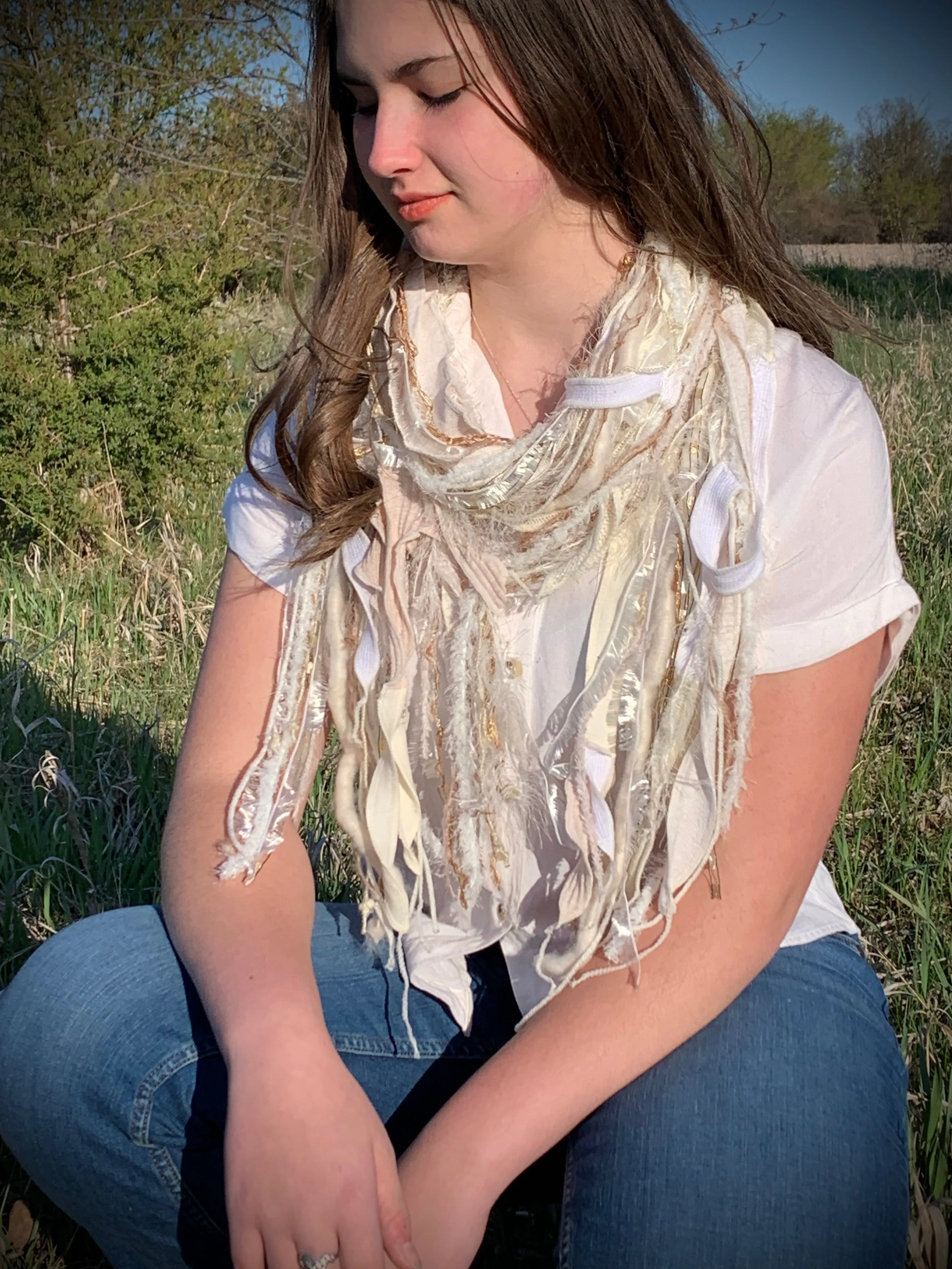 Shreds Fringie Scarf, street style scarf, boho chic scarf
