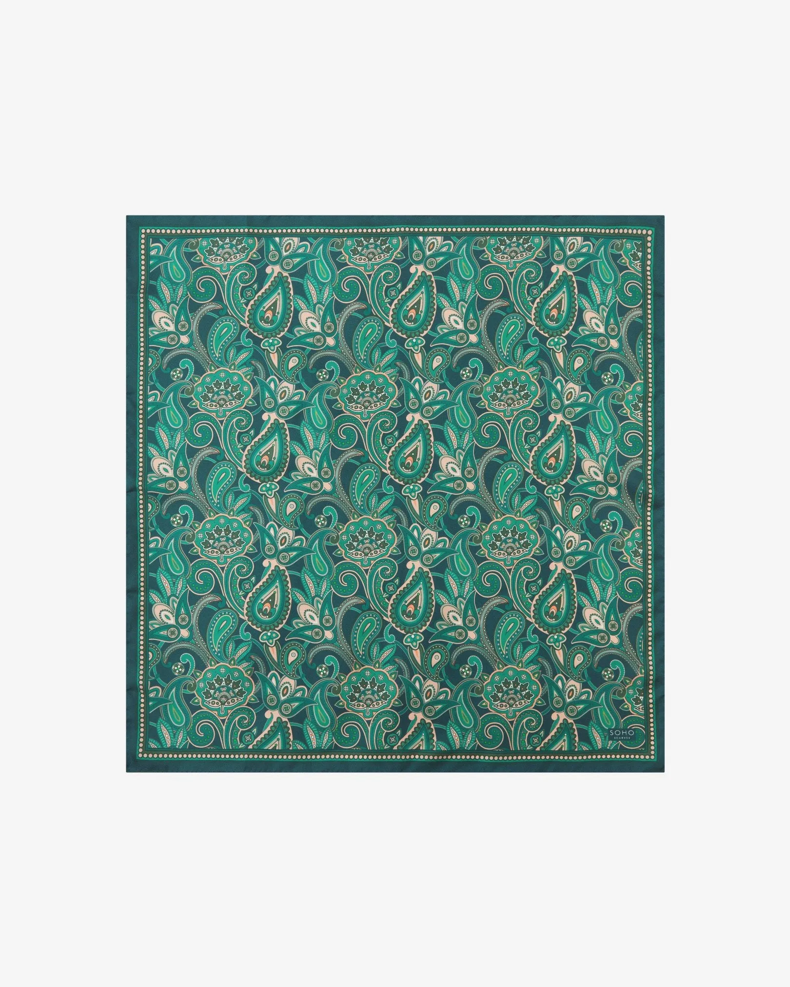 Silk Emerald Paisley Neckerchief - The Windermere