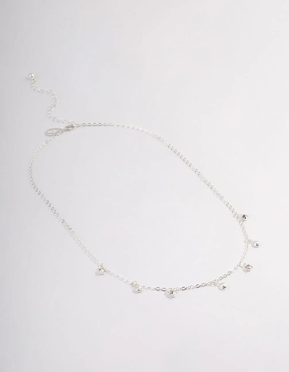 Silver Droplet Diamante & Pearl Necklace