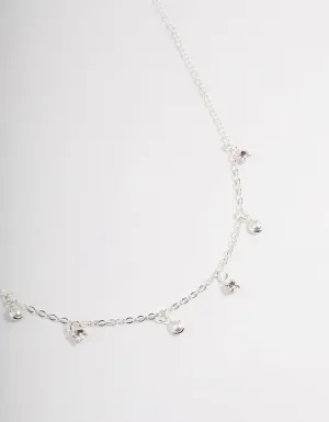 Silver Droplet Diamante & Pearl Necklace