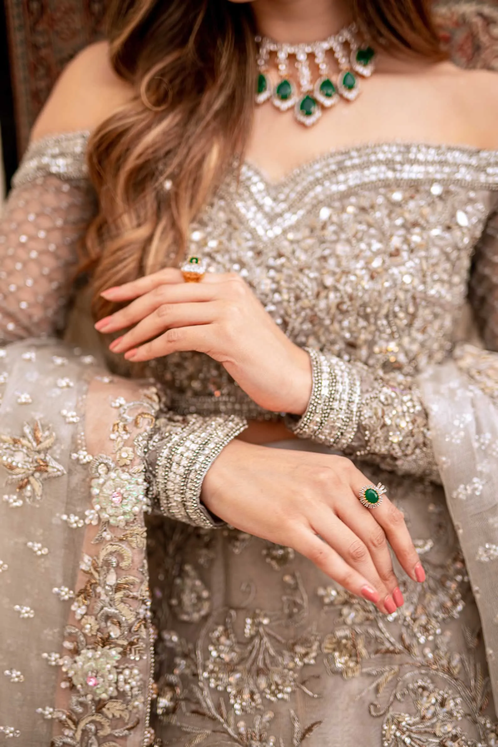 Silver Grey Bridal Lehenga Choli Pakistani Dress #BS803