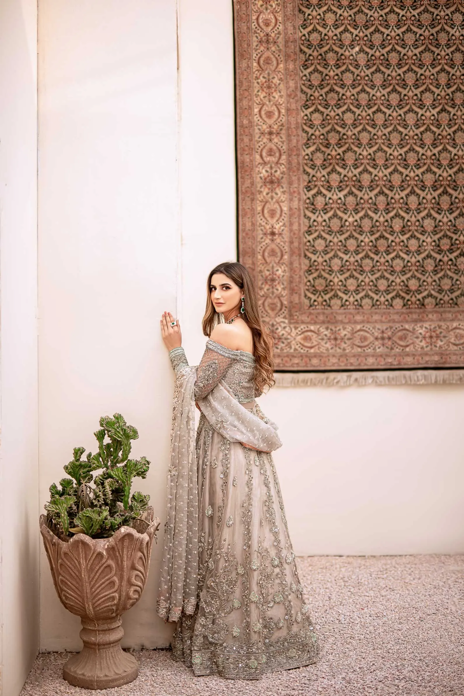 Silver Grey Bridal Lehenga Choli Pakistani Dress #BS803