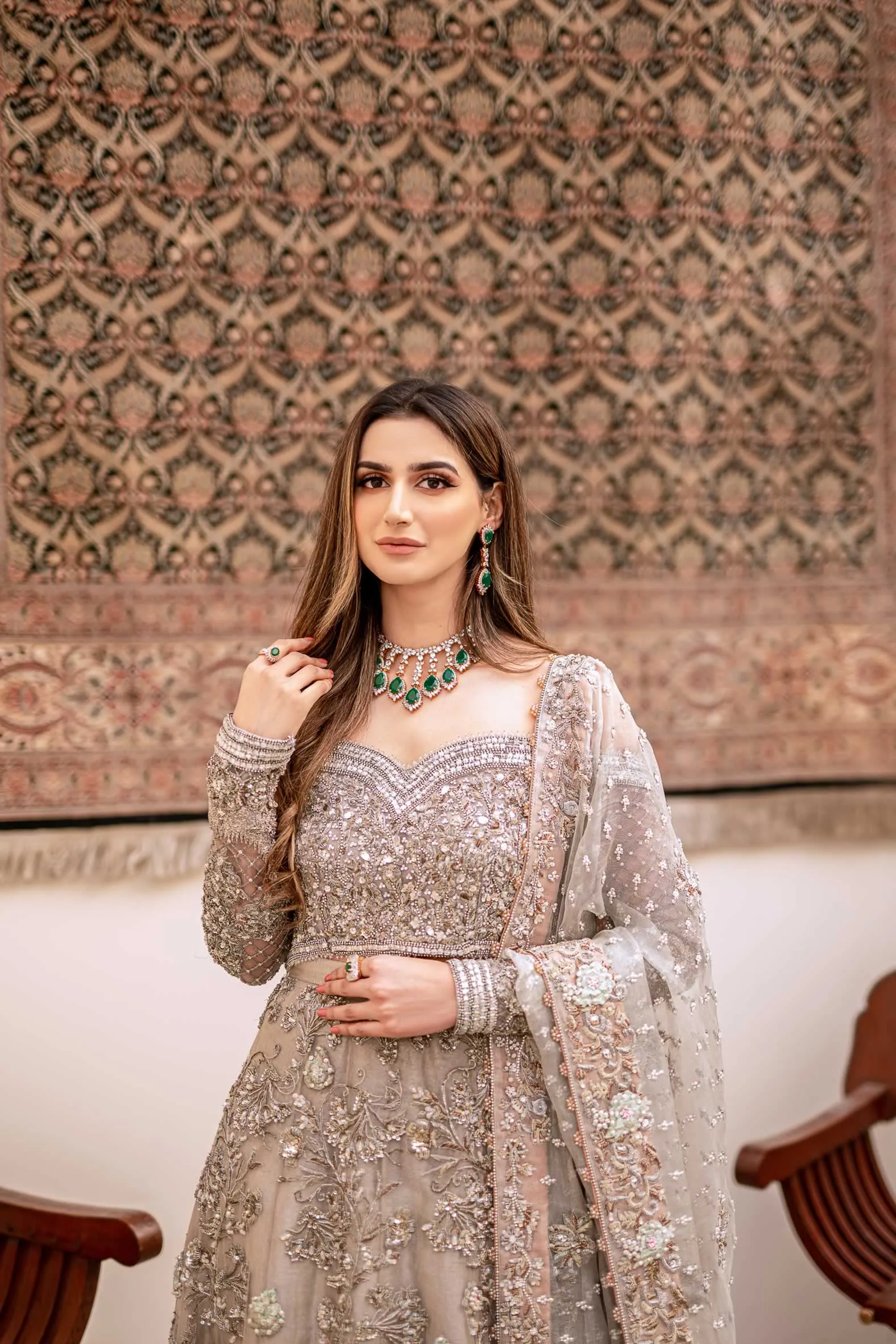 Silver Grey Bridal Lehenga Choli Pakistani Dress #BS803