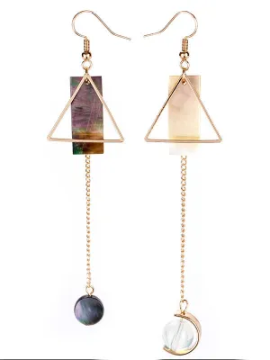 Simple and Sweet Temperament Natural Color Shell Earrings Asymmetric Geometry Minimalist Design Earrings Jewelry Female