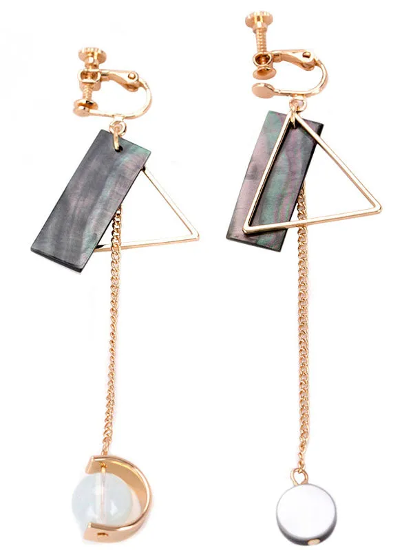Simple and Sweet Temperament Natural Color Shell Earrings Asymmetric Geometry Minimalist Design Earrings Jewelry Female