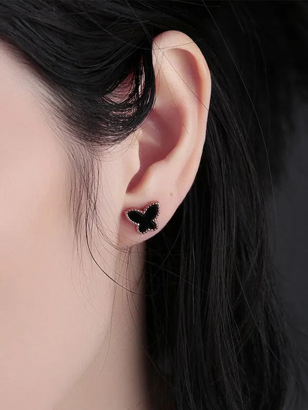 Simple Butterfly Earrings Titanium Steel Rose Gold Color Gold Earrings