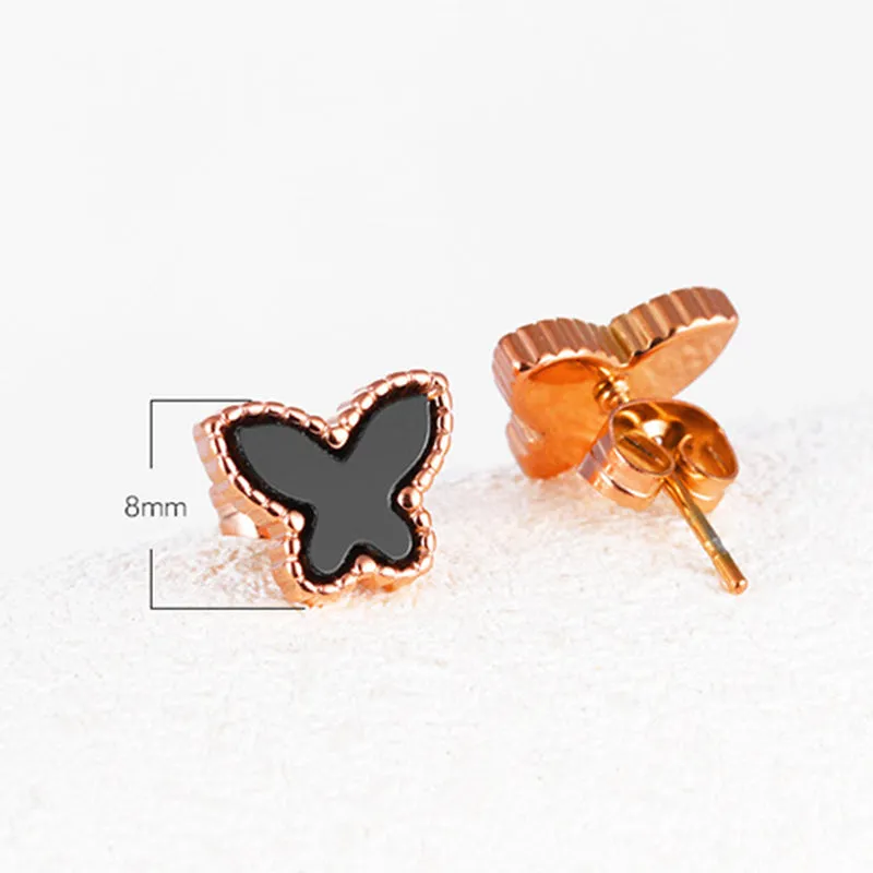 Simple Butterfly Earrings Titanium Steel Rose Gold Color Gold Earrings