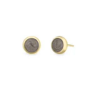 Simple Circle Stud Cremation Earrings in 14K Yellow Gold