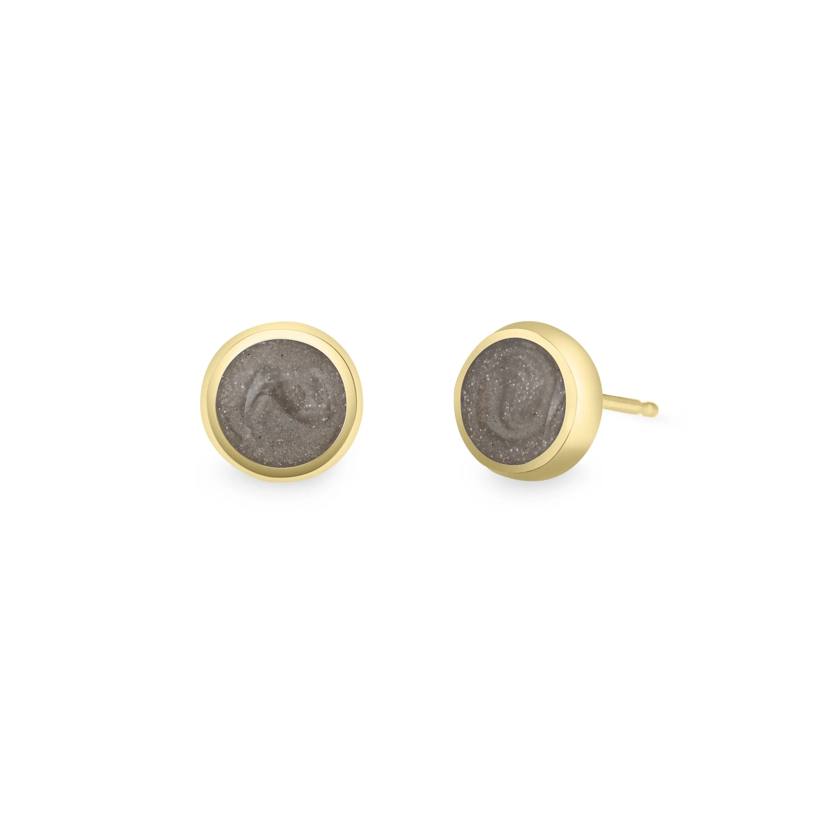 Simple Circle Stud Cremation Earrings in 14K Yellow Gold