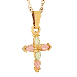 Simple Cross V - Black Hills Gold Pendant