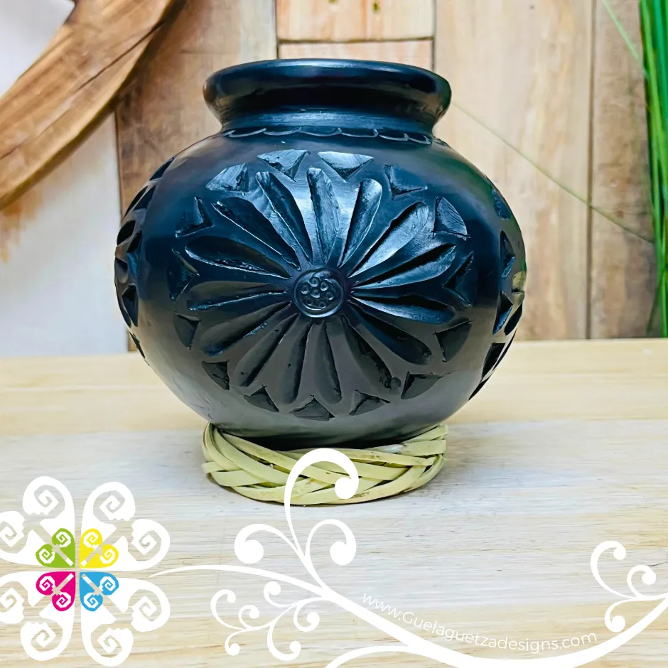 Small Cantarito Black Clay Vase - Barro Negro Oaxaca