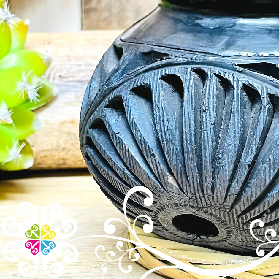 Small Cantarito Black Clay Vase - Barro Negro Oaxaca
