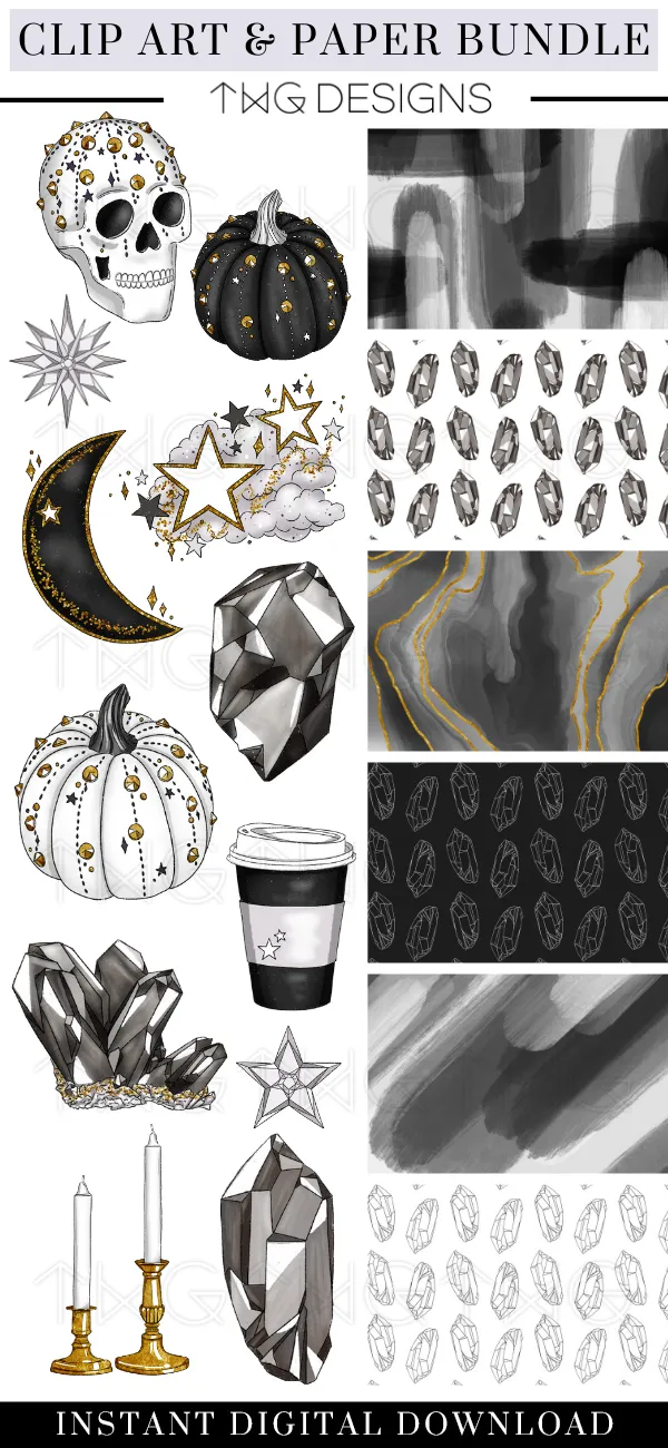 Smokey Quartz Clipart   Pattern Bundle