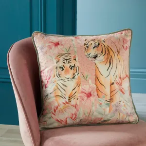 Soiree Tropical Leopard Cushion - Coral/Camel