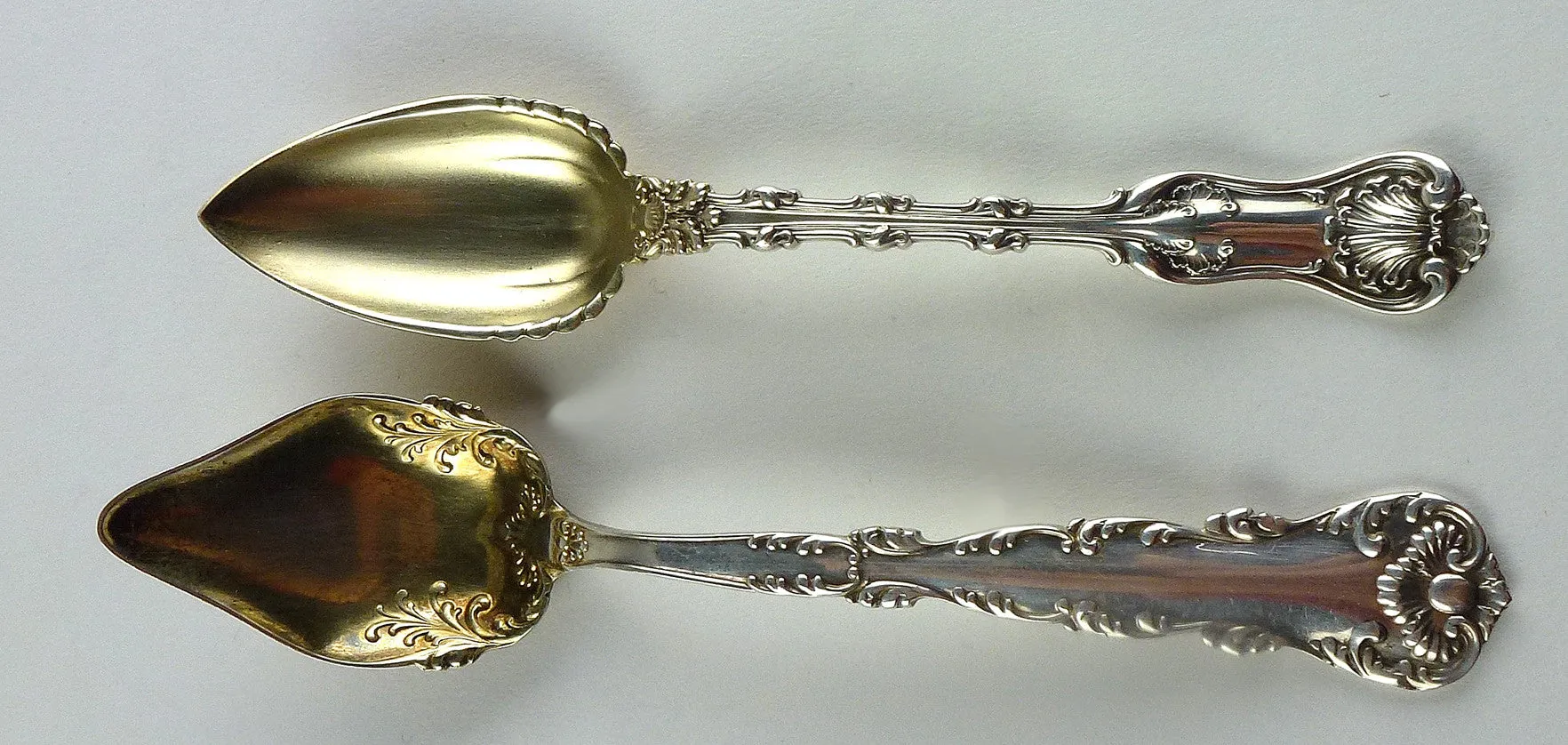 SOLD Harlequin Set of Six Sterling and Gold-Wash Grapefruit Spoons by Whiting