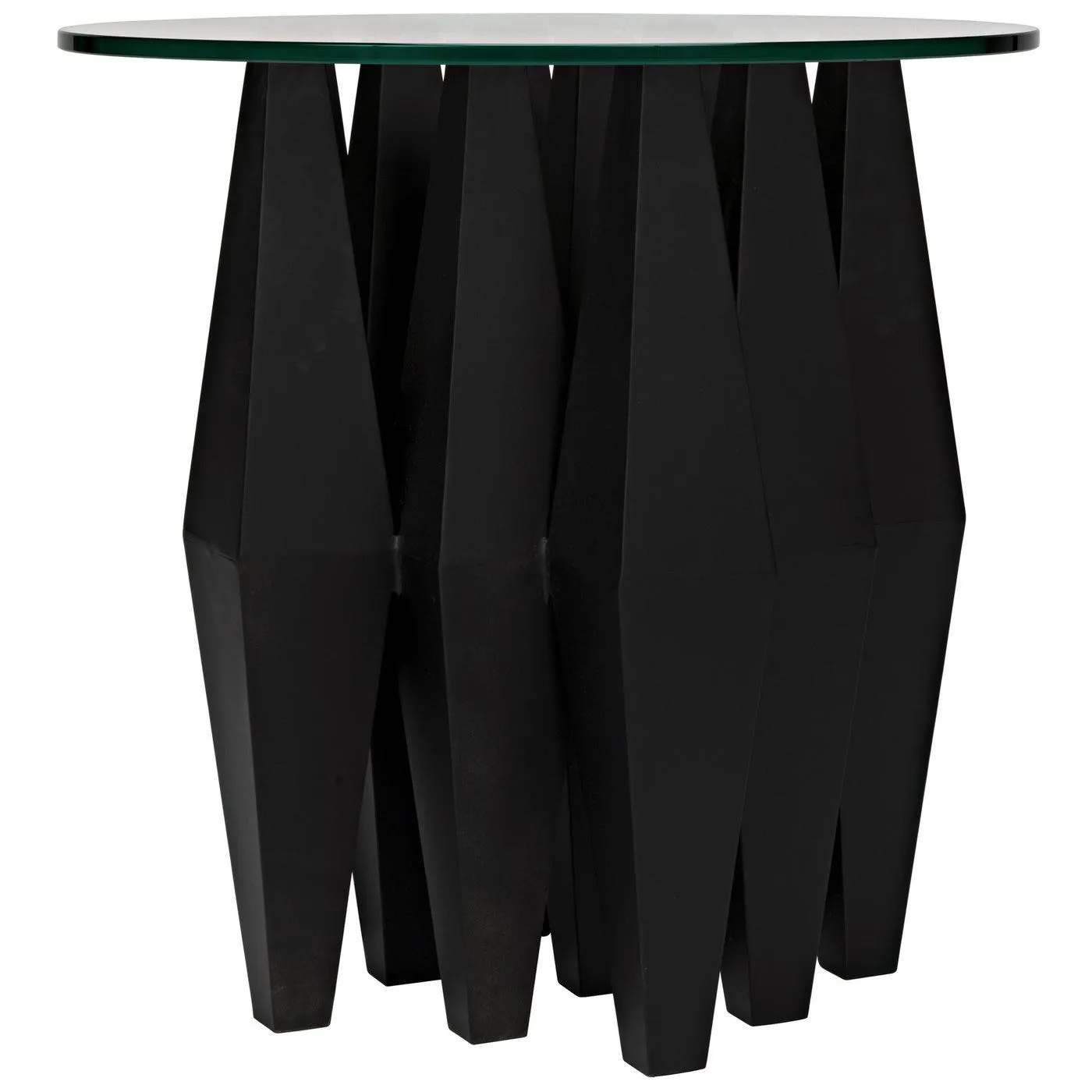 Soldier Side Table, Black Steel with Glass Top