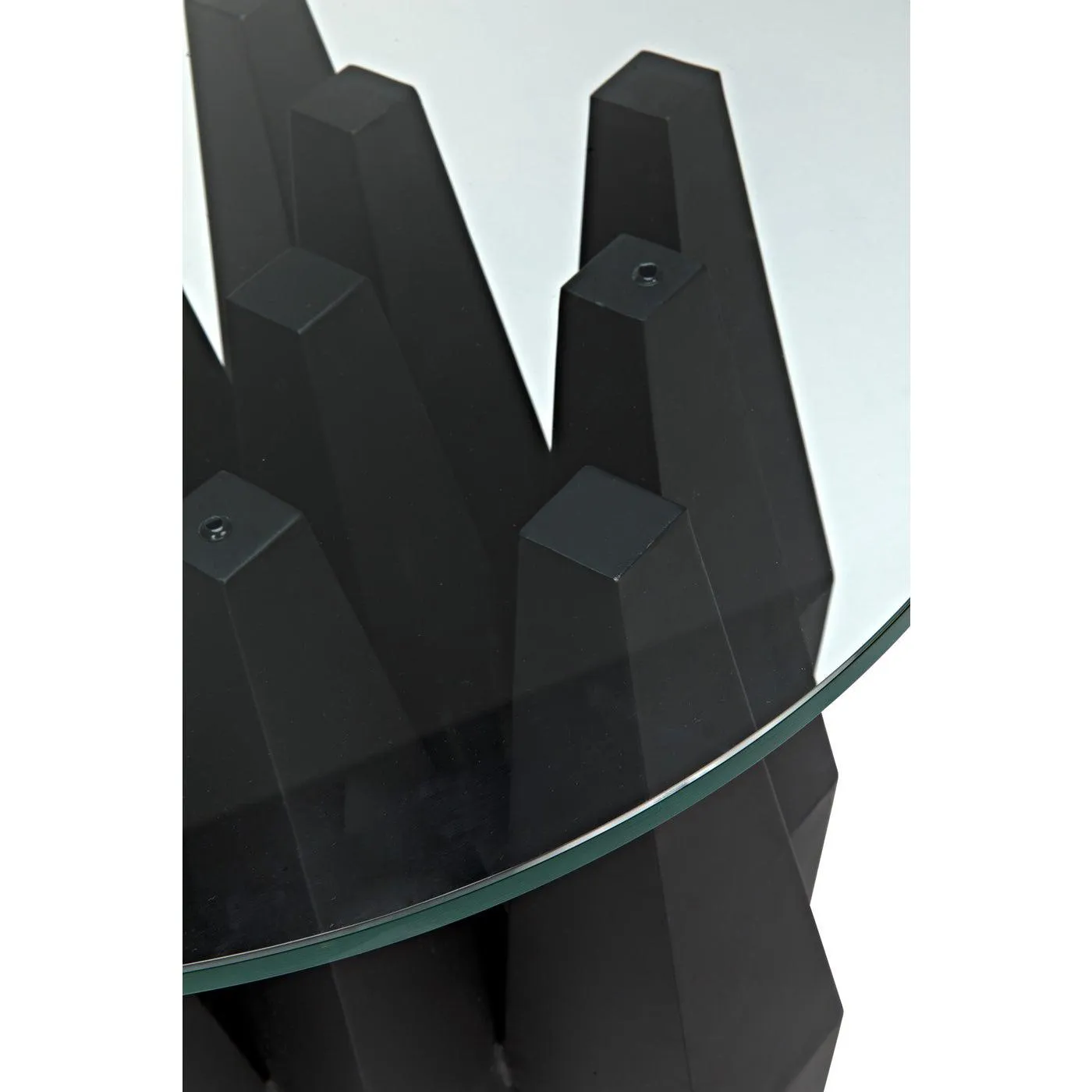 Soldier Side Table, Black Steel with Glass Top