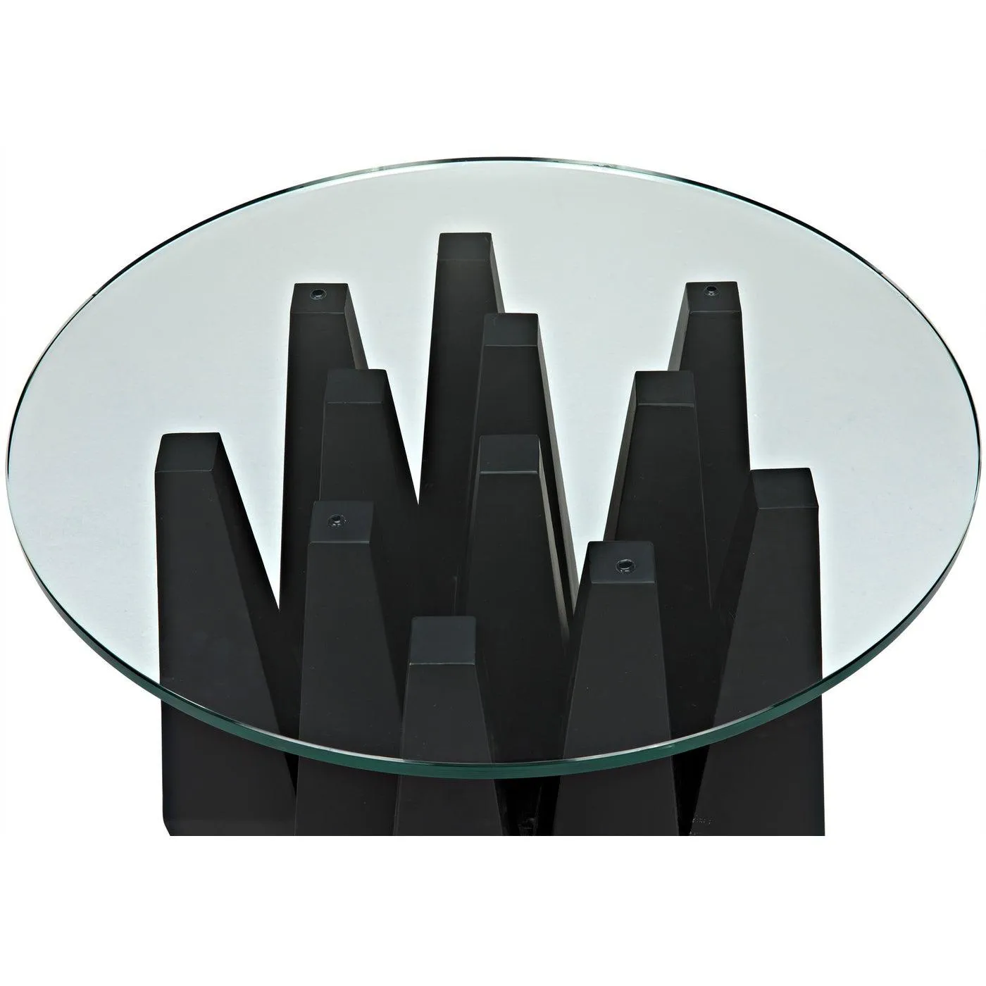 Soldier Side Table, Black Steel with Glass Top