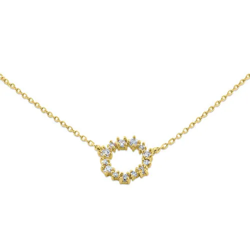 Solid 14K Yellow Gold Simple Wreath 0.17 ct. Diamond Necklace