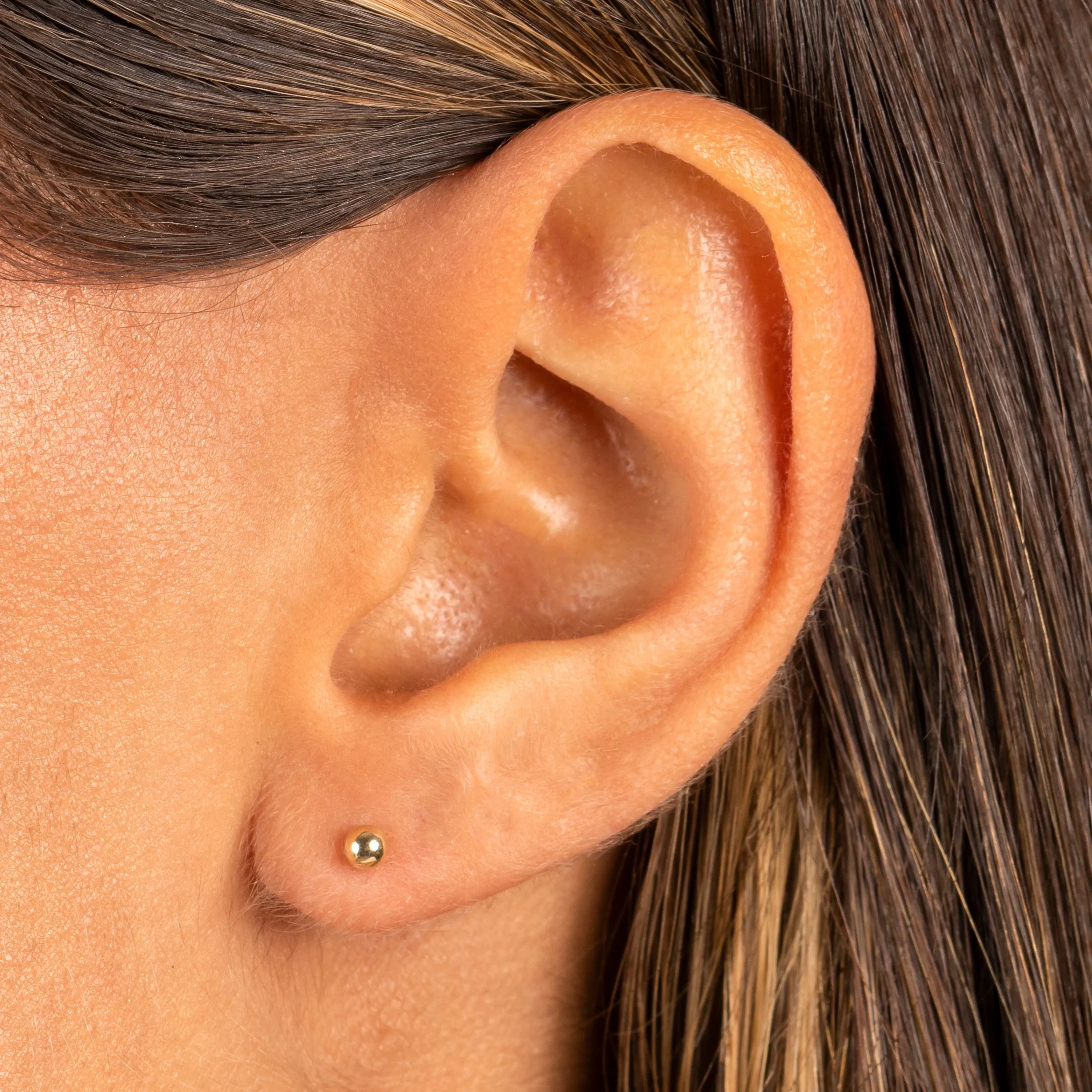 Solid Ball Stud Earring 14K