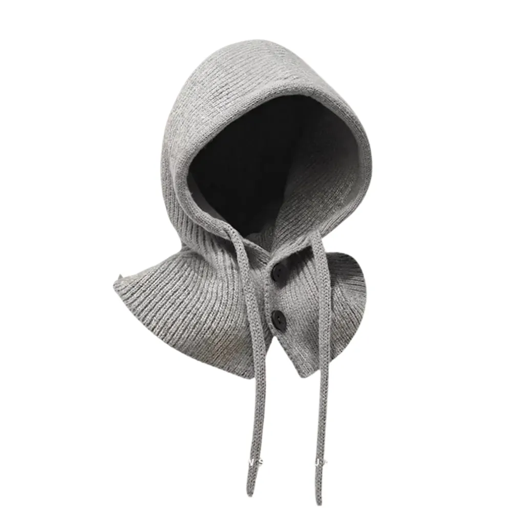 Solid Color Scarf Knitted Hat