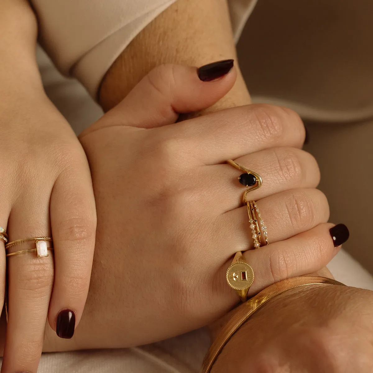 Solid Gold Textured Diamond Band