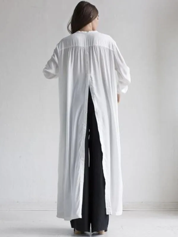 Solid Lapel Long Shirt Dress