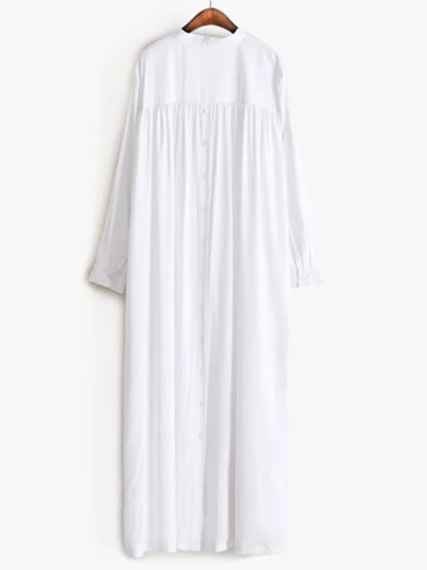 Solid Lapel Long Shirt Dress