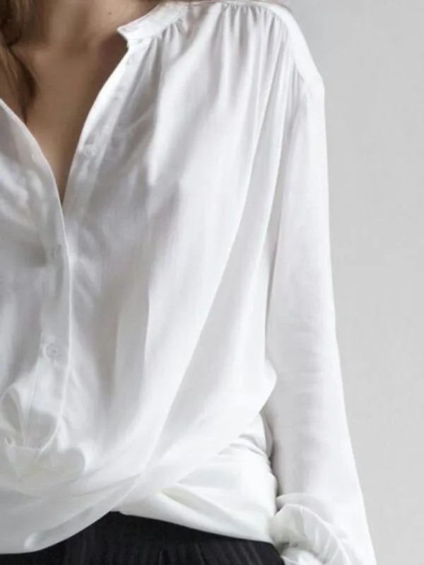 Solid Lapel Long Shirt Dress