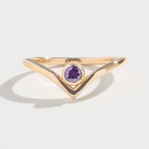 SOLITAIRE CHEVRON RING | 14K GOLD | AMETHYST