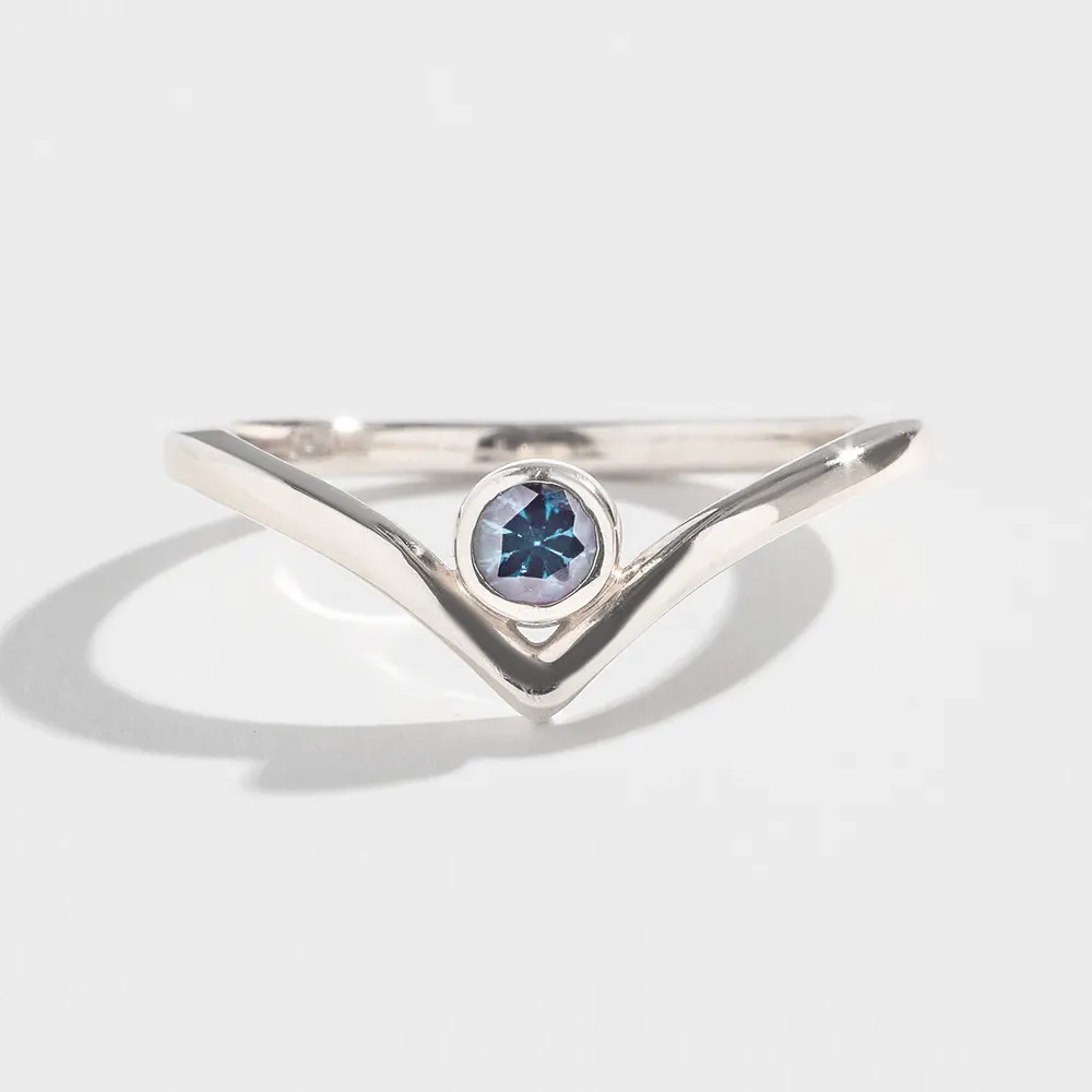 SOLITAIRE CHEVRON RING | 14K GOLD | AQUAMARINE