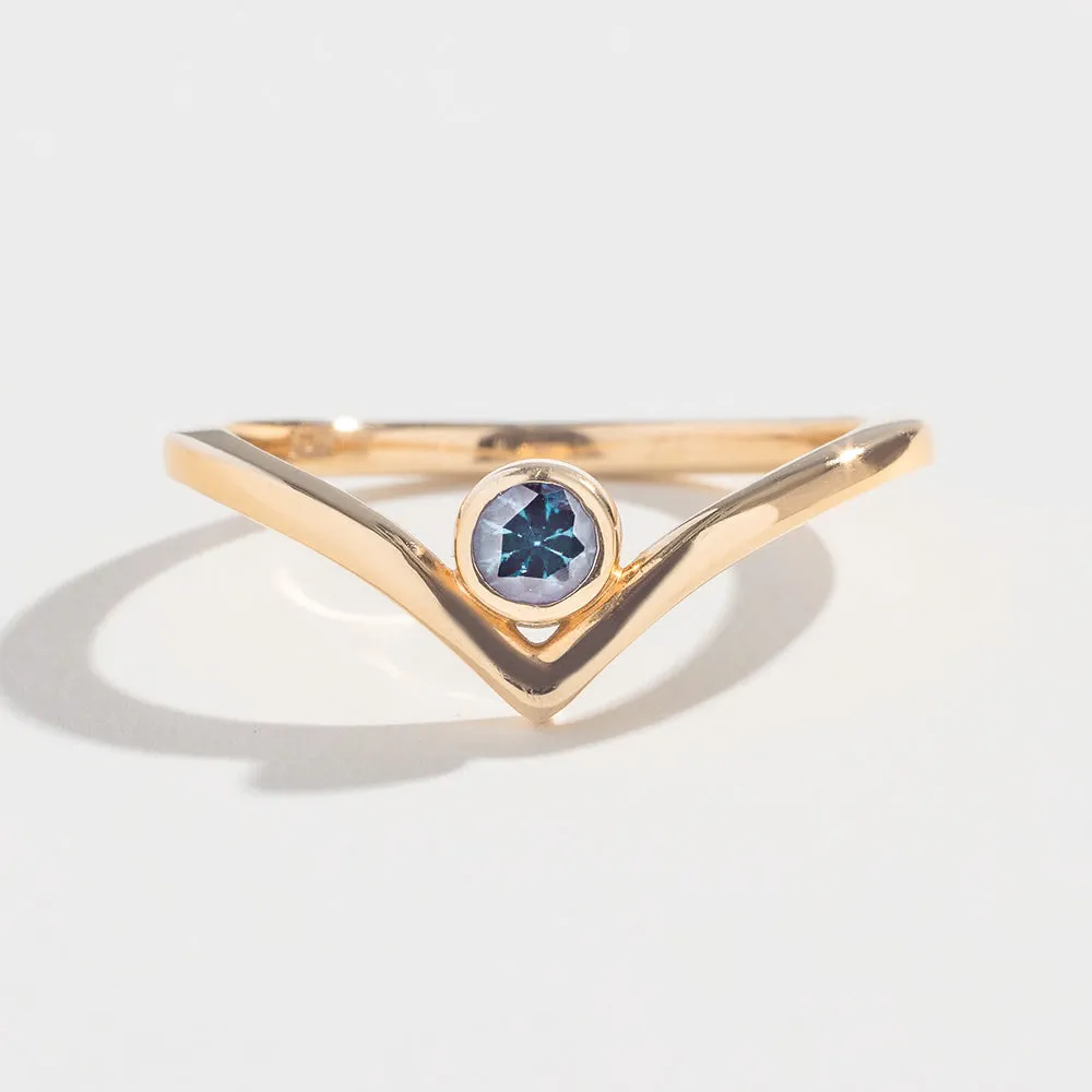 SOLITAIRE CHEVRON RING | 14K GOLD | AQUAMARINE