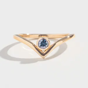 SOLITAIRE CHEVRON RING | 14K GOLD | AQUAMARINE