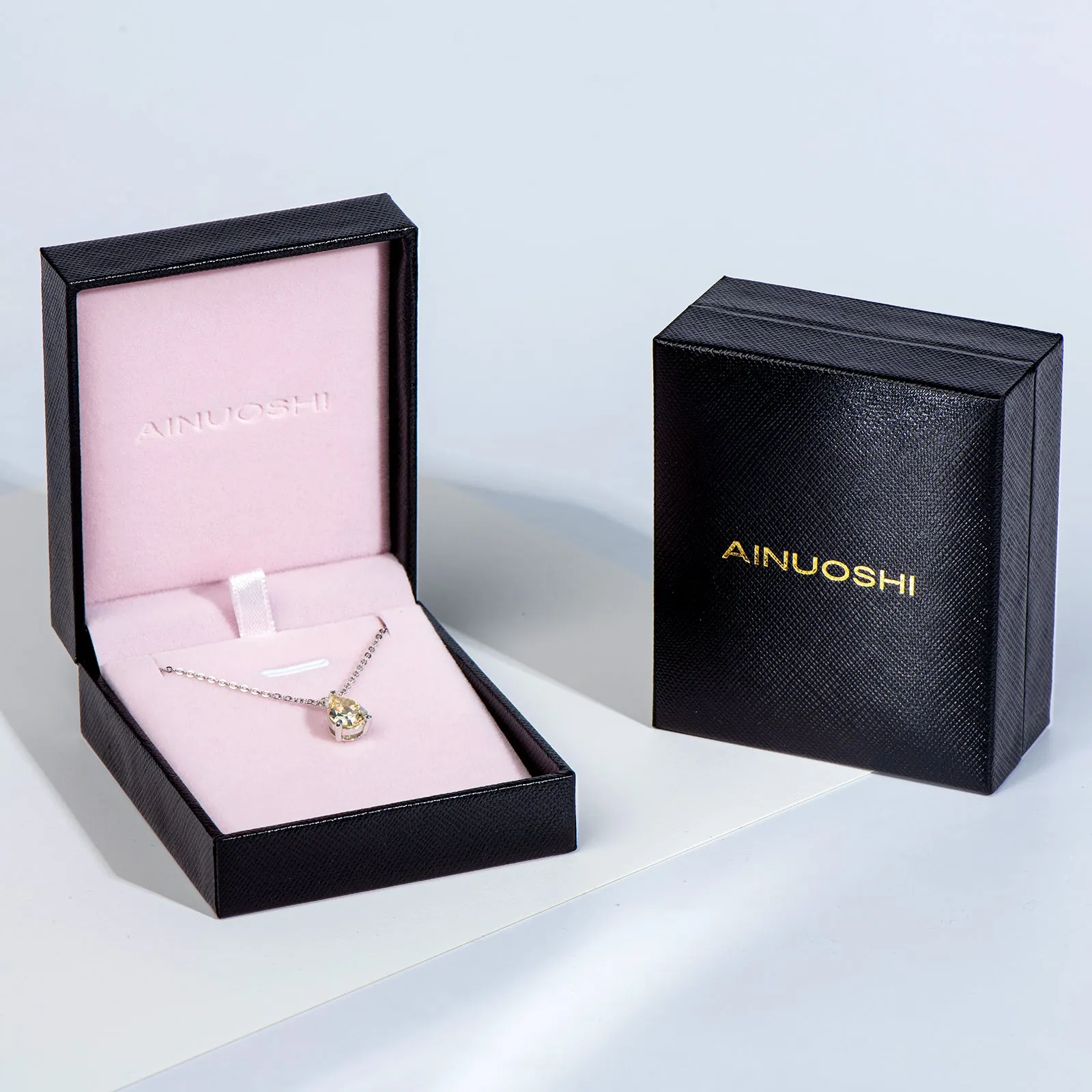 Solitaire Pear Shaped Yellow Created Diamond Gemstone Pendant Necklace