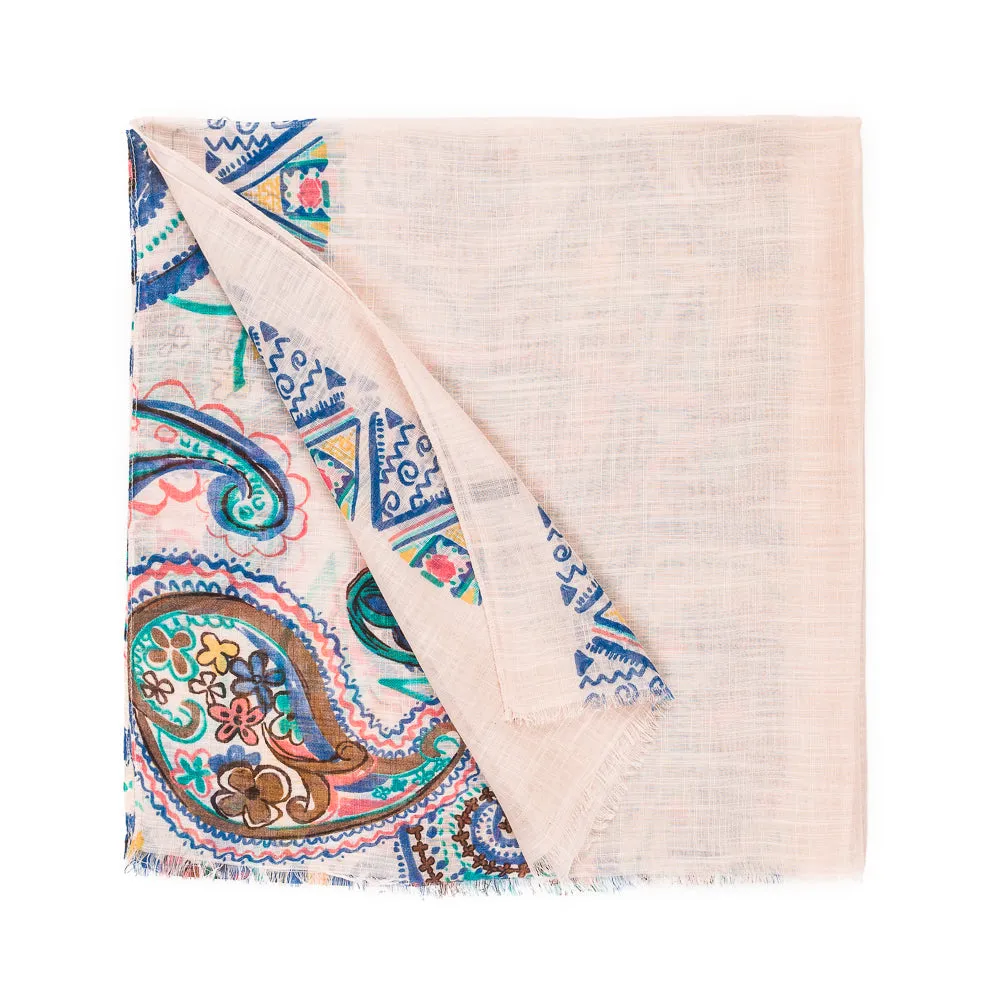 Spanish Design Printed Viscose Scarf (Beige Pattern)