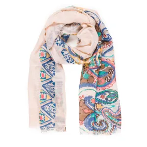 Spanish Design Printed Viscose Scarf (Beige Pattern)