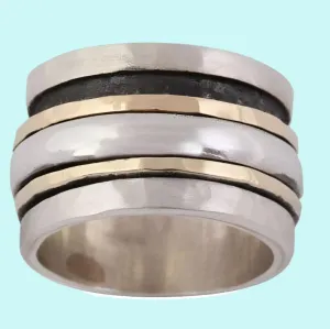 Spinner Ring  Sterling silver 9K yellow gold.