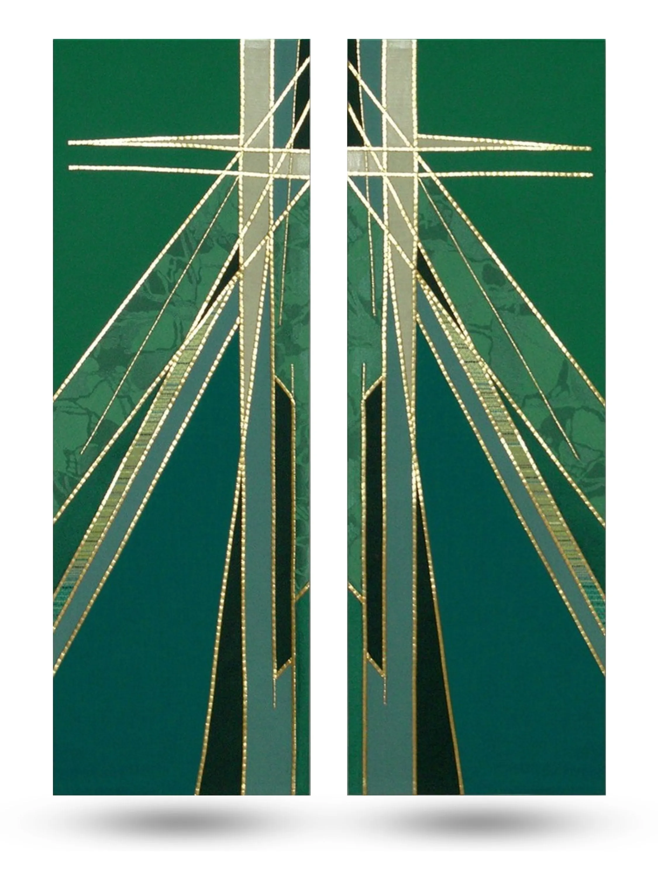 Stained Glass Cross Green Altar Scarves