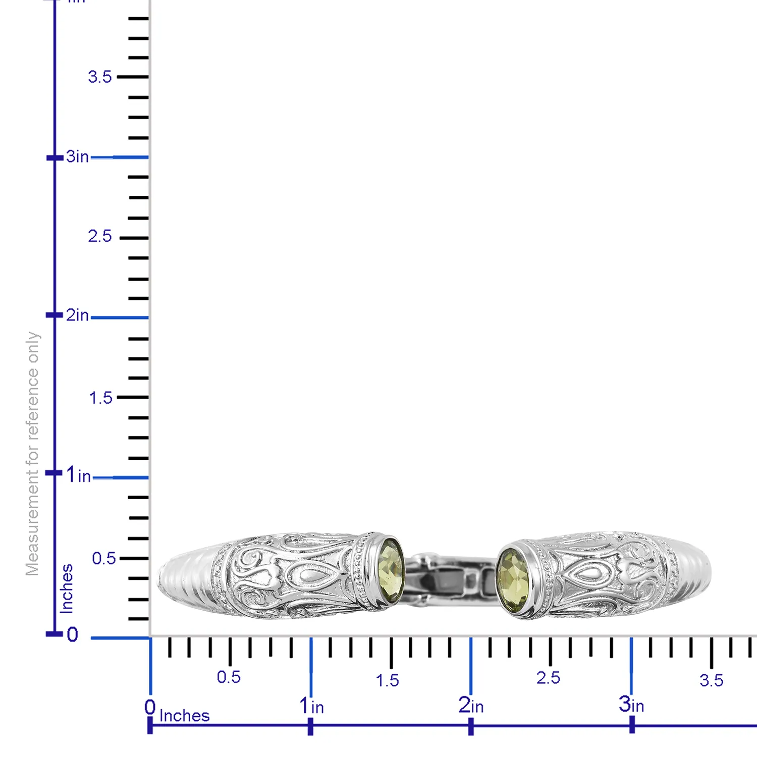 Stainless Steel Chinese Peridot Hinged Bangle Bracelet (7.25 in)